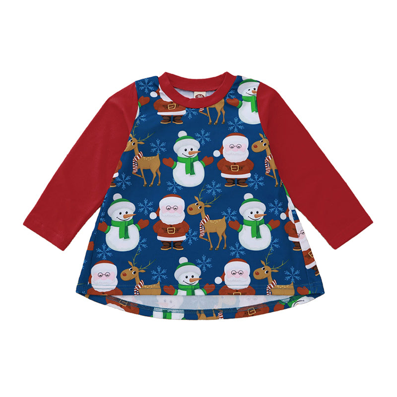 Kid Girl Christmas Snowman & Deer Dress Wholesale 65617079