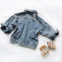 Load image into Gallery viewer, Kid Girl Classic Ripped Denim Jacket Wholesale 78803578
