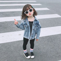Load image into Gallery viewer, Kid Girl Classic Ripped Denim Jacket Wholesale 78803578
