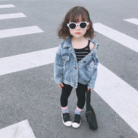 Load image into Gallery viewer, Kid Girl Classic Ripped Denim Jacket Wholesale 78803578
