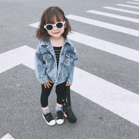 Load image into Gallery viewer, Kid Girl Classic Ripped Denim Jacket Wholesale 78803578
