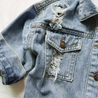 Load image into Gallery viewer, Kid Girl Classic Ripped Denim Jacket Wholesale 78803578
