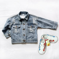 Load image into Gallery viewer, Kid Girl Classic Ripped Denim Jacket Wholesale 78803578
