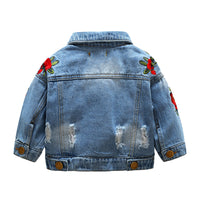 Load image into Gallery viewer, Kid Girl Embroidery Flowers Ripped Denim Jacket Wholesale 95115273
