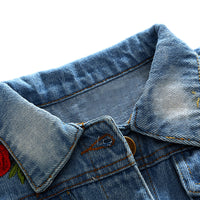 Load image into Gallery viewer, Kid Girl Embroidery Flowers Ripped Denim Jacket Wholesale 95115273
