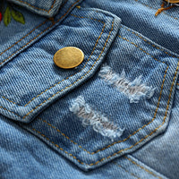 Load image into Gallery viewer, Kid Girl Embroidery Flowers Ripped Denim Jacket Wholesale 95115273
