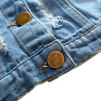 Load image into Gallery viewer, Kid Girl Embroidery Flowers Ripped Denim Jacket Wholesale 95115273
