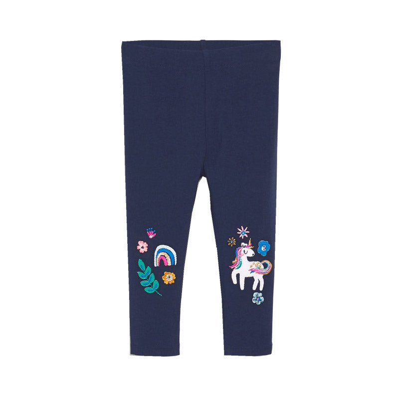 Kid Girl Embroidery Unicorn & Floral Trousers Wholesale 74547244