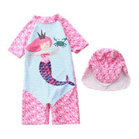 Load image into Gallery viewer, Kid Girl Fish Print Swimwear And Hat Wholesale 77522842
