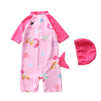 Load image into Gallery viewer, Kid Girl Fish Print Swimwear And Hat Wholesale 77522842

