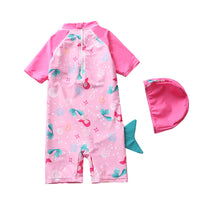 Load image into Gallery viewer, Kid Girl Fish Print Swimwear And Hat Wholesale 77522842
