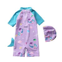 Load image into Gallery viewer, Kid Girl Fish Print Swimwear And Hat Wholesale 77522842
