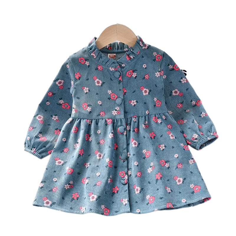 Kid Girls Flower Print Dresses Wholesale 82086351