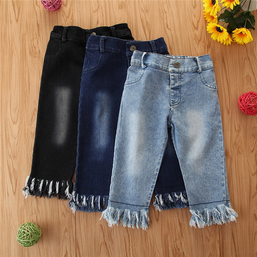 Baby Kid Girls Solid Color Jeans Wholesale 27956586