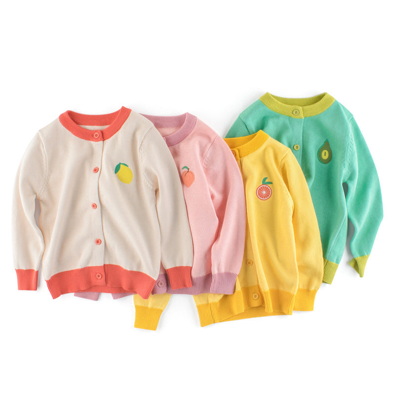 Kid Girl Fruit Knit Cardigan Wholesale 18065360