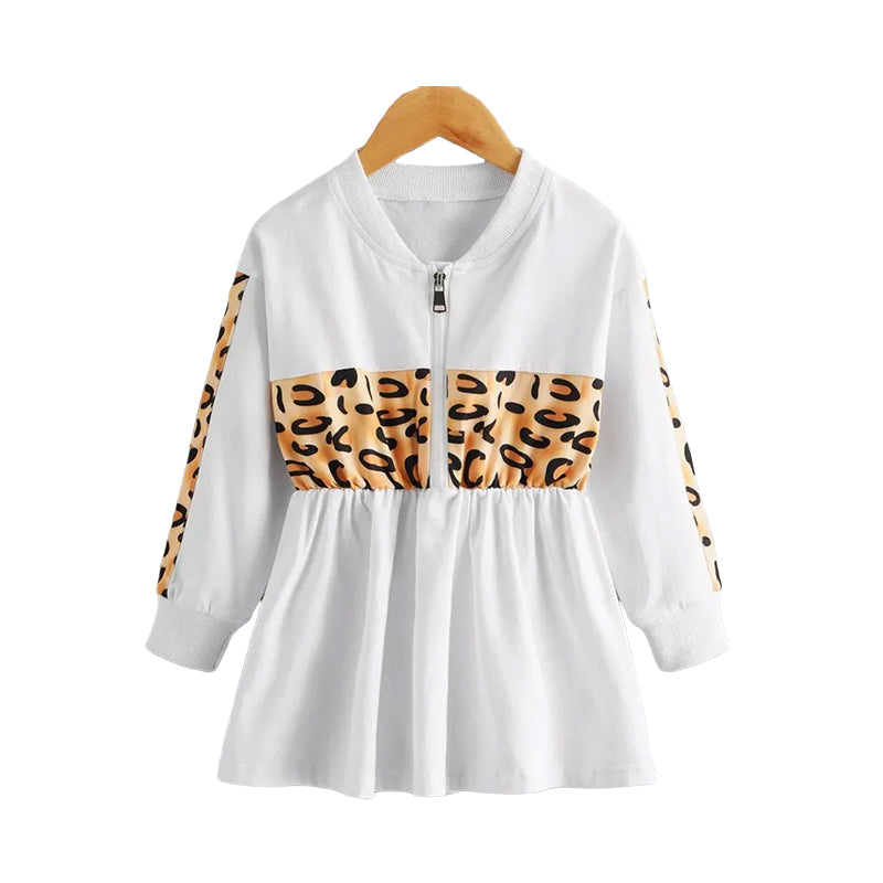 Kid Girl Leopard Half Zipper Dress Wholesale 16596894
