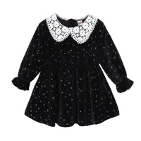 Load image into Gallery viewer, Kid Girl Print Hollow Out Collar Polka Dots Velvet Dress Wholesale 06364457
