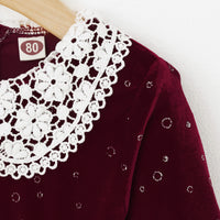 Load image into Gallery viewer, Kid Girl Print Hollow Out Collar Polka Dots Velvet Dress Wholesale 06364457
