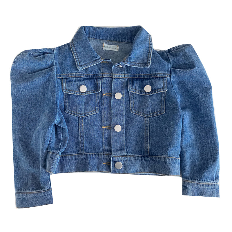 Kid Girl Puff Sleeve Denim Jacket Wholesale 52213749