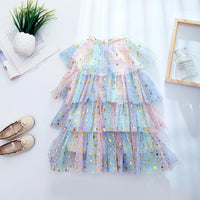 Load image into Gallery viewer, Kid Girl Rainbow Star Tiered Layered Mesh Princess Dress Wholesale 09633100
