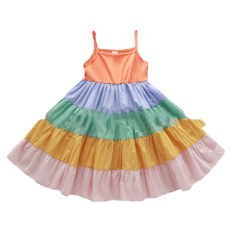 Kid Girl Rainbow Stripe Cami Dress Wholesale 65293452