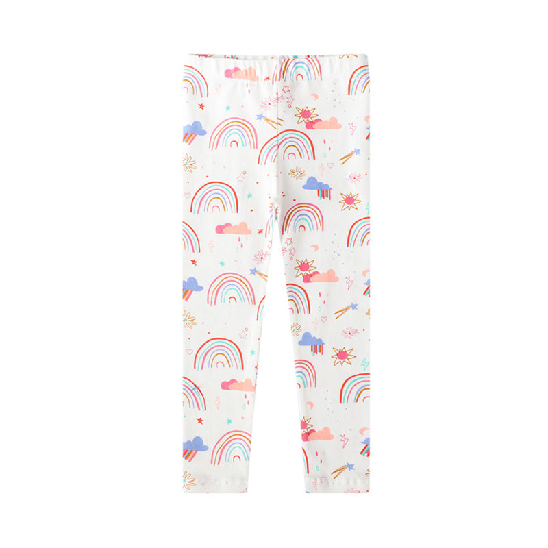Baby Kid Girls Flower Rainbow Print Pants Wholesale 87587412