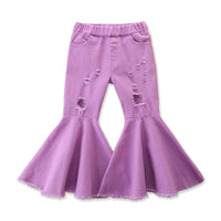 Load image into Gallery viewer, Kid Girl Ripped Plain Flared Denim Pants Wholesale 67086906
