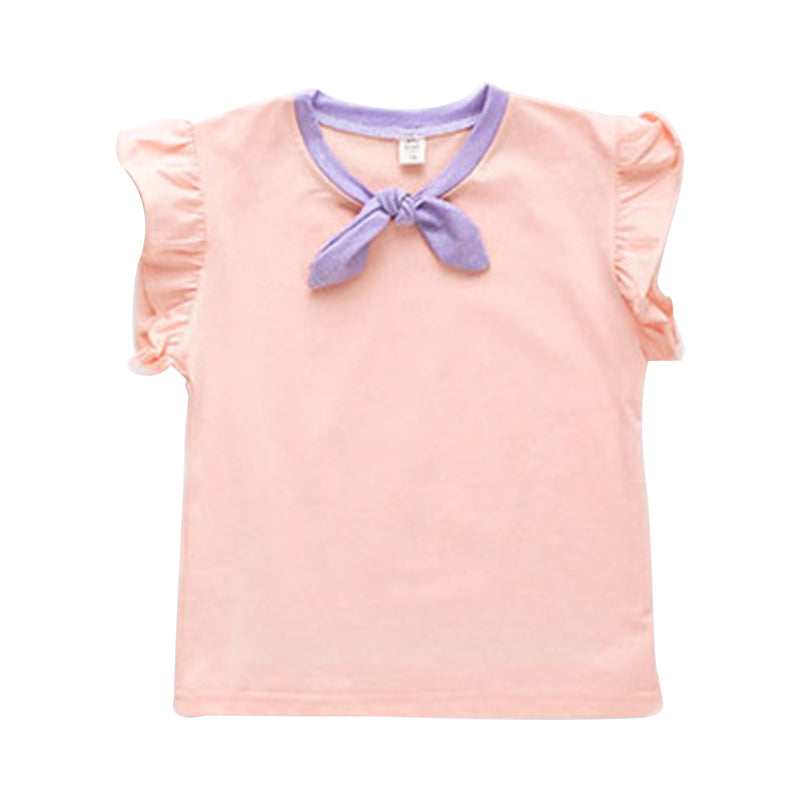 Little Girl Tie Flutter Sleeve Top Wholesale 84733720