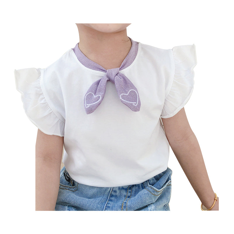 Little Girl Tie Flutter Sleeve Top Wholesale 84733720