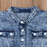 Load image into Gallery viewer, Kid Girl Single Breasted Denim Jumpsuit Wholesale 14892000
