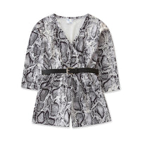 Load image into Gallery viewer, Kid Girl Snake Skin Print Belted Romper Wholesale 64382697

