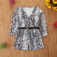 Load image into Gallery viewer, Kid Girl Snake Skin Print Belted Romper Wholesale 64382697
