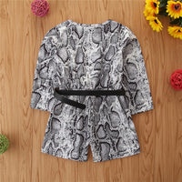 Load image into Gallery viewer, Kid Girl Snake Skin Print Belted Romper Wholesale 64382697
