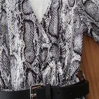 Load image into Gallery viewer, Kid Girl Snake Skin Print Belted Romper Wholesale 64382697

