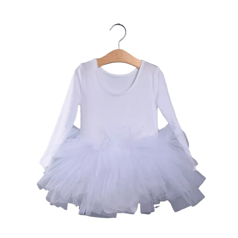 Kid Girl Solid Color Mesh Dress Wholesale 32935757