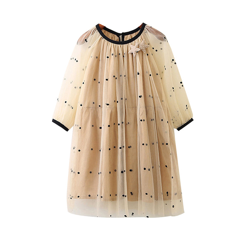 Kid Girl Star Polka Dots Mesh Dress Wholesale 64144493