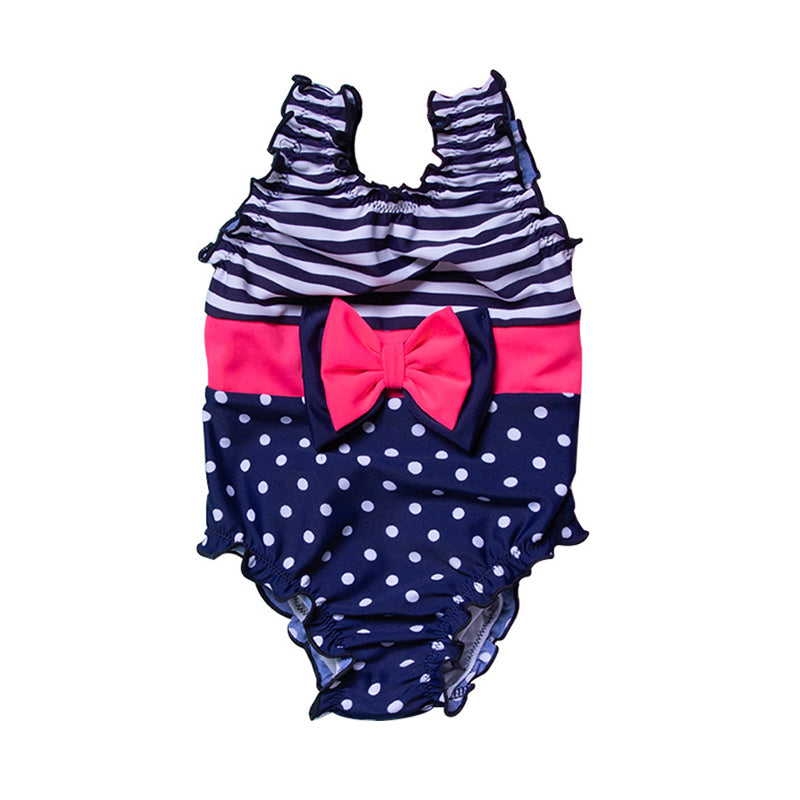 Kid Girl Stripe Bow Polka Dots Swimsuit One Piece Wholesale 05192475
