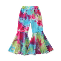 Load image into Gallery viewer, Kid Girl Tie Dye Ripped Flared Pants Wholesale 02307082
