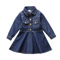 Load image into Gallery viewer, Kid Girl Turn Down Collar Denim Dress Wholesale 18103178
