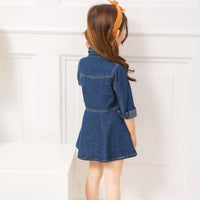 Load image into Gallery viewer, Kid Girl Turn Down Collar Denim Dress Wholesale 18103178
