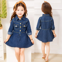 Load image into Gallery viewer, Kid Girl Turn Down Collar Denim Dress Wholesale 18103178
