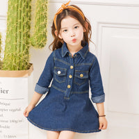 Load image into Gallery viewer, Kid Girl Turn Down Collar Denim Dress Wholesale 18103178
