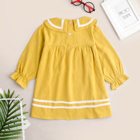 Load image into Gallery viewer, Kid Girl Turndown Collar Yellow Dress Wholesale 93517156
