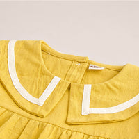 Load image into Gallery viewer, Kid Girl Turndown Collar Yellow Dress Wholesale 93517156
