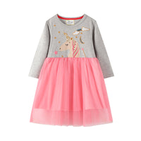 Load image into Gallery viewer, Baby Kid Girls Star Unicorn Embroidered Dresses Wholesale 24437371

