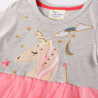 Load image into Gallery viewer, Baby Kid Girls Star Unicorn Embroidered Dresses Wholesale 24437371
