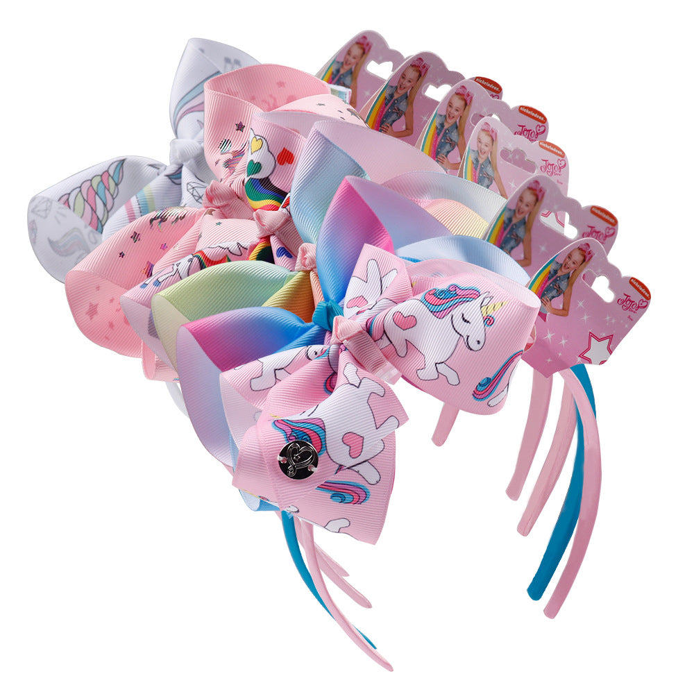 Kid Girl Unicorn Ribbon Bow Headbands Wholesale 29573388