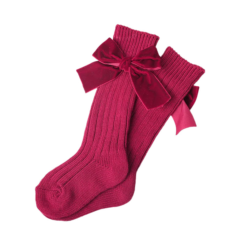 Kid Girl Velvet Bowknot High Top Socks Wholesale 38815816