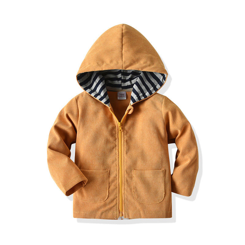 Kid Khaki Corduroy Hooded Jacket  Wholesale 34294350