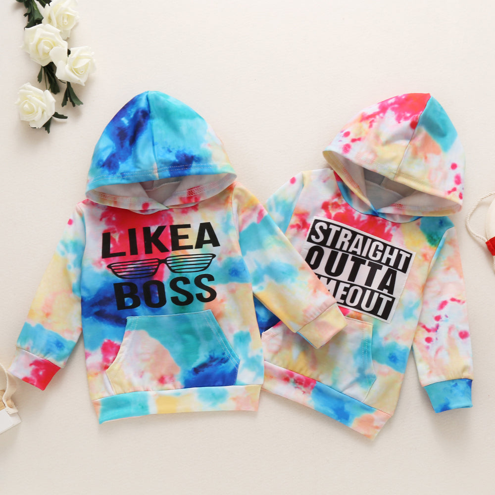 Kid Tie Dye Letter Hoodie Wholesale 61994795